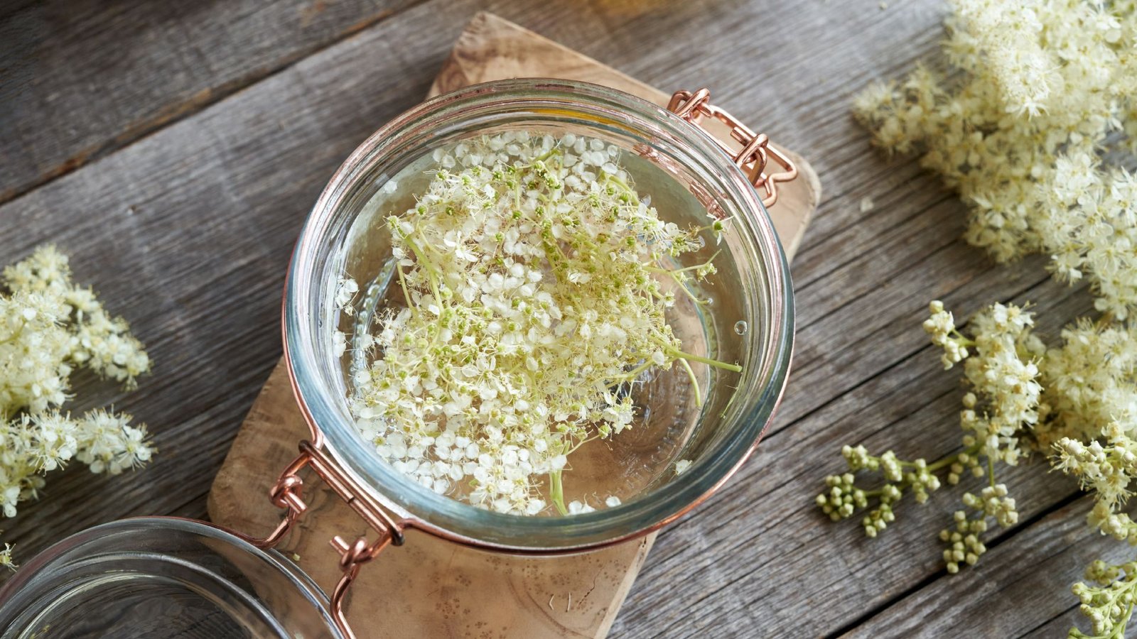 Bocal de fleurs sauvages en macération